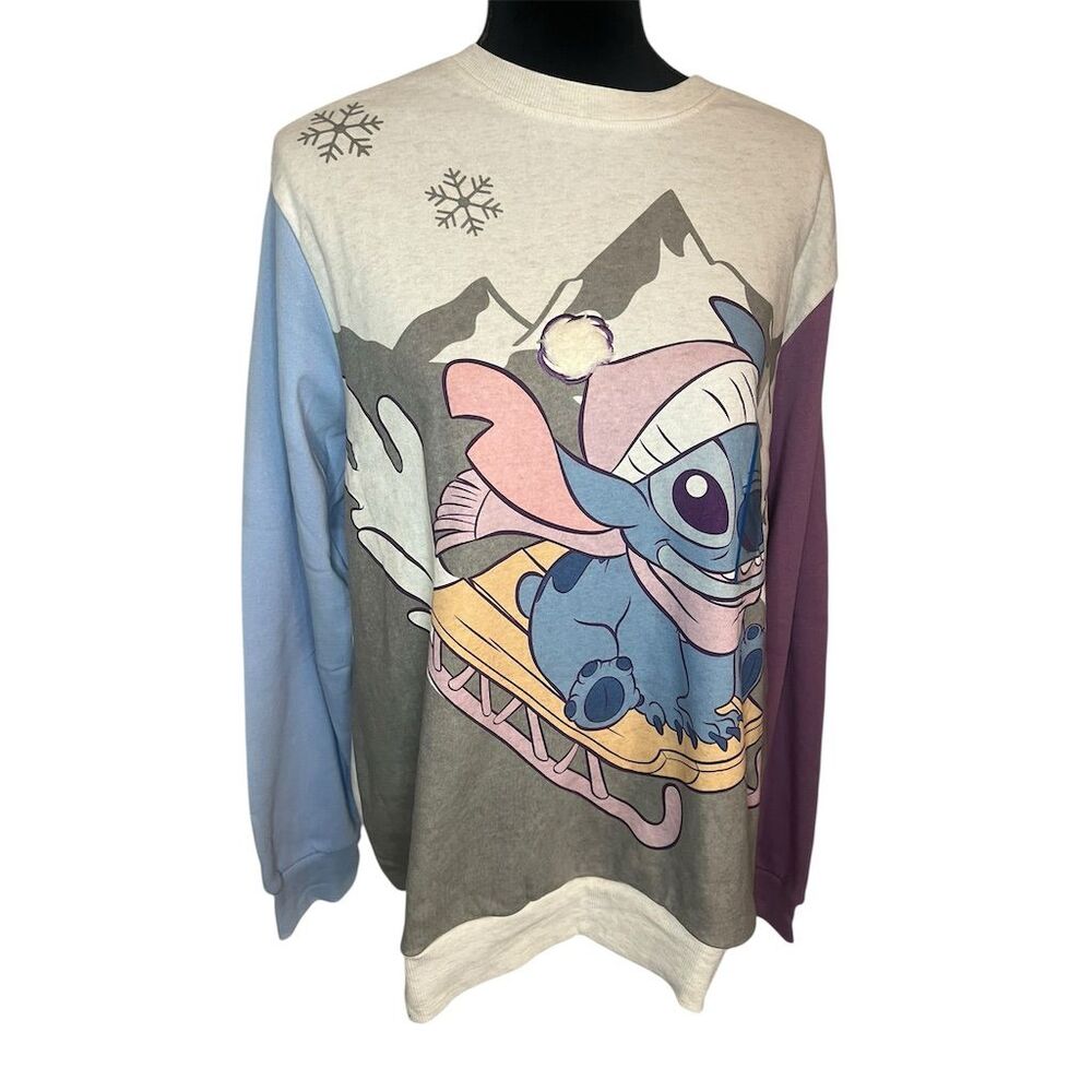 NWT Disney Women's Stitch Sledding Fleece Sweatshirt Size‎ L Multicolor - Picture 4 of 9